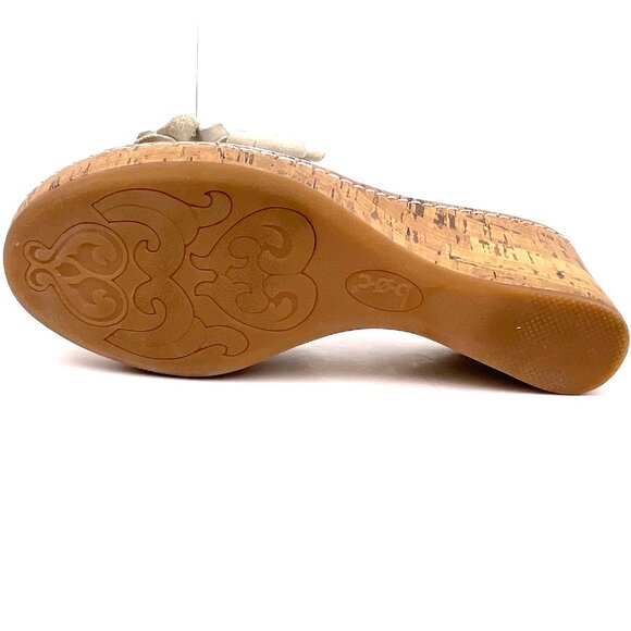 B.O.C. Born Manona White Leather Wedge Flower Sandals Cork Heel Size 7M - Picture 12 of 12